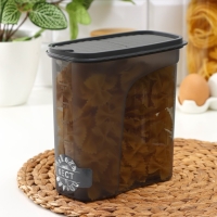 Ёмкость для сыпучих продуктов «Бест», 2 л, 9,5×19×19 см, цвет прозрачный, крышка серая