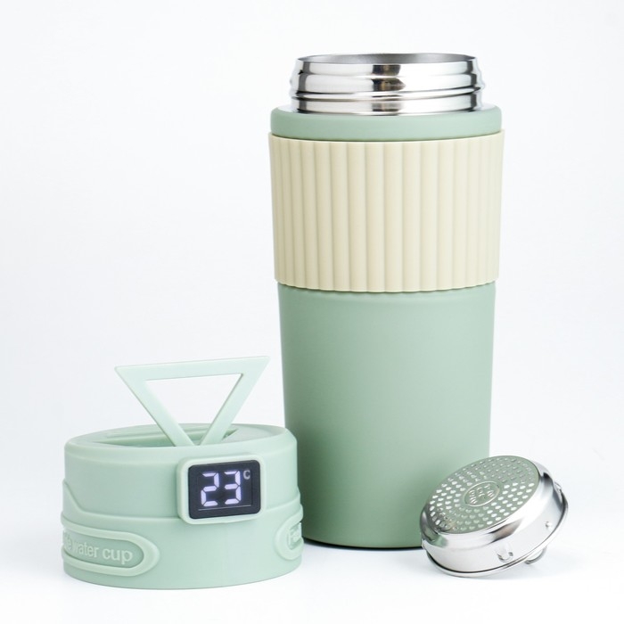 Термокружка, 400 мл, New design, сохраняет тепло 12 ч, термометр, сито