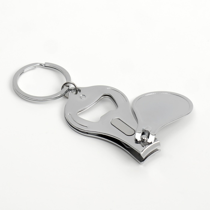 Кусачки - книпсер маникюрные, на брелке, с пилкой, с открывашкой, 6,5 см, цвет серебристый Кусачки - книпсер маникюрные, на брелке, с пилкой, с открывашкой, 6,5 см, цвет серебристый