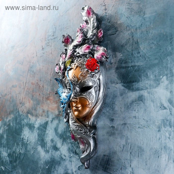 Венецианская маска Венецианская маска "Павлин" цветной, 35см