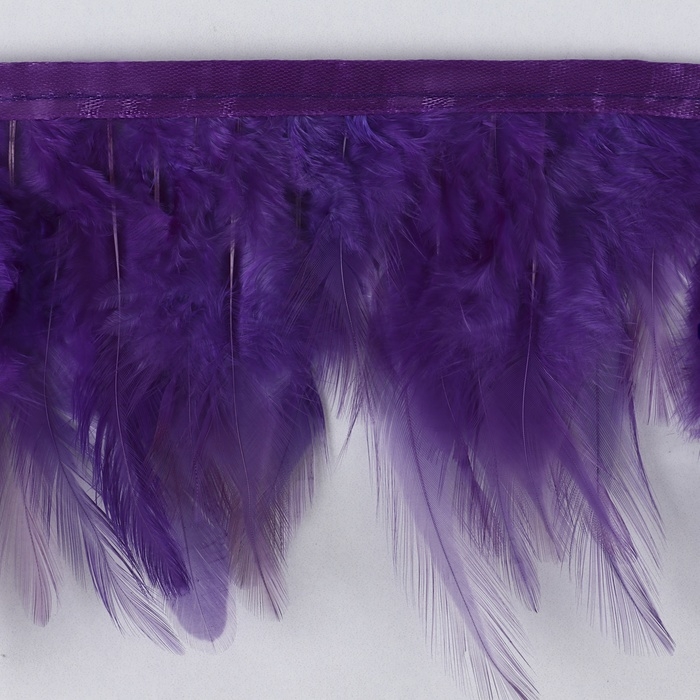 Тесьма с перьями петуха, 10-15 см, 5 ± 0,5 м, цвет фиолетовый Тесьма с перьями петуха, 10-15 см, 5 ± 0,5 м, цвет фиолетовый