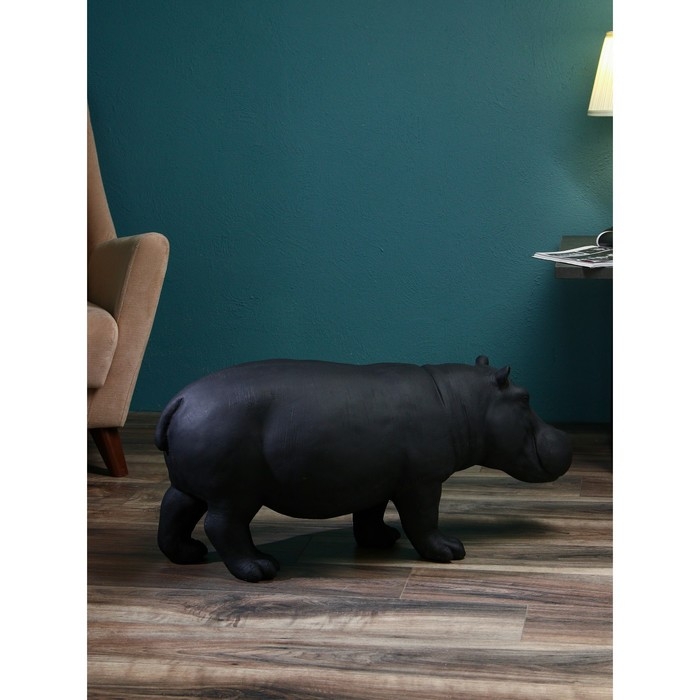Фигура «Бегемот», полистоун, 41 см, цвет чёрный матовый