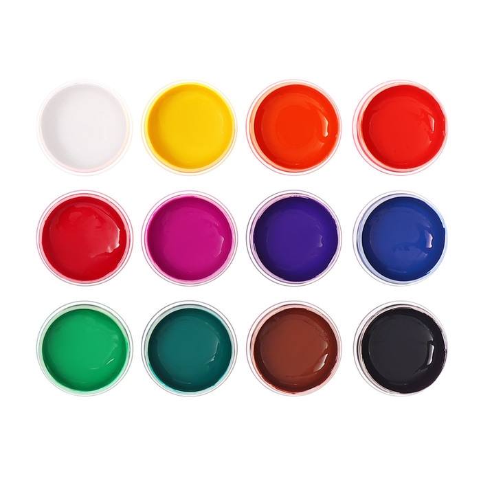 Краска акриловая, набор 12 цветов х 20 мл,  Краска акриловая, набор 12 цветов х 20 мл, "Луч" художественные