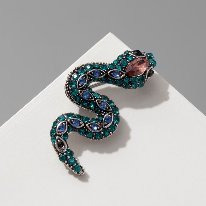 Новый год! Символ года 2025! Брошь Новый год! Символ года 2025! Брошь "Змея" хранитель, цветная в чернёном серебре