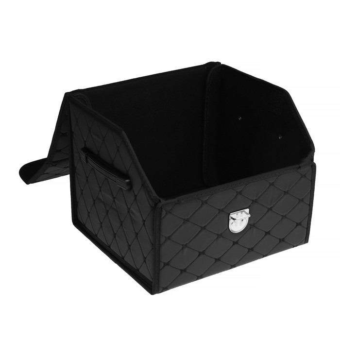 Органайзер кофр в багажник автомобиля HT-093, саквояж 36×32×29 см, экокожа, черный Органайзер кофр в багажник автомобиля HT-093, саквояж 36×32×29 см, экокожа, черный
