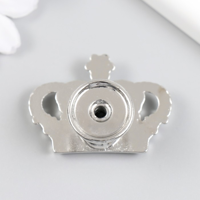 Ручка для шкатулки металл Ручка для шкатулки металл "Корона" страза, серебро 4,5х3,2х2,6 см