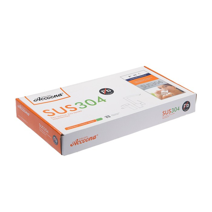 Смеситель для кухни Accoona A48107F, однорычажный, с гайкой, нерж.сталь, черный/хром Смеситель для кухни Accoona A48107F, однорычажный, с гайкой, нерж.сталь, черный/хром