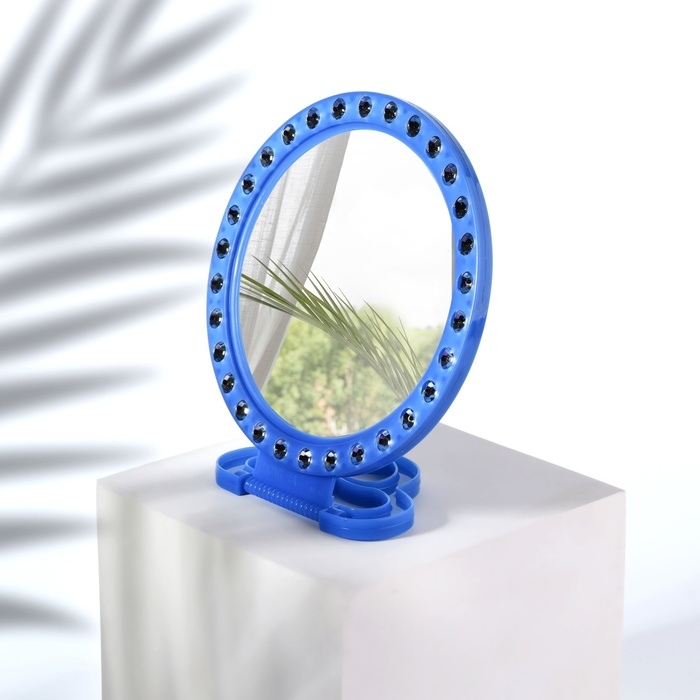 Зеркало настольное, зеркальная поверхность d = 12 см, фасовка 10 шт, цвет синий Зеркало настольное, зеркальная поверхность d = 12 см, фасовка 10 шт, цвет синий