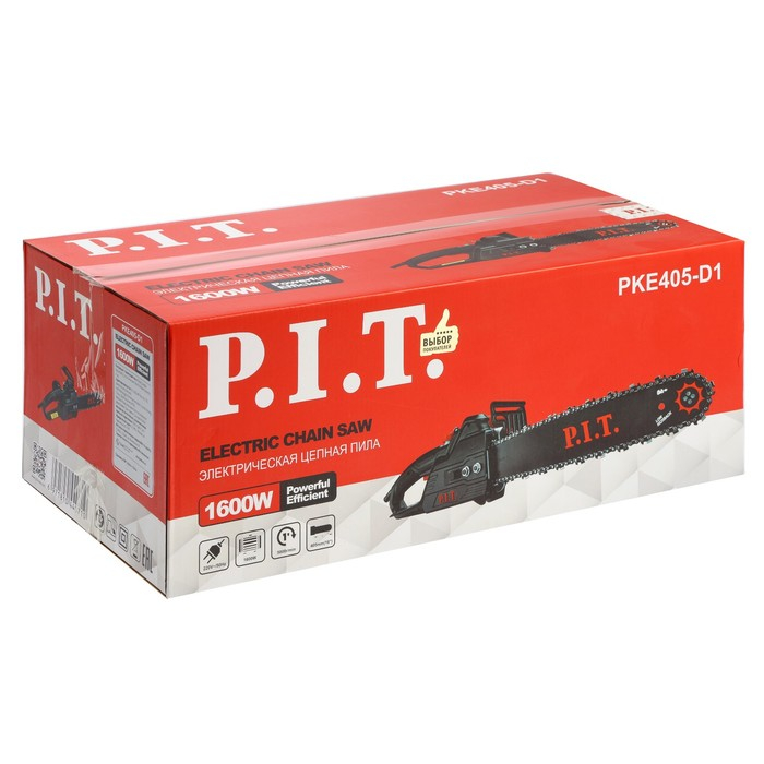 Пила цепная P.I.T. PKE405-D1, электрическая, 1600 Вт, 16 Пила цепная P.I.T. PKE405-D1, электрическая, 1600 Вт, 16", шаг 3/8", паз 1.3 мм, 59 звеньев