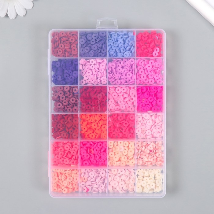 Декор для творчества пластик Декор для творчества пластик "Палитра красного, розового" d=0,6 см н-р 24 цвета 18,5х13х2 см