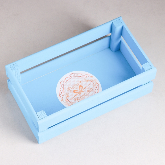 Кашпо деревянное 24.5×13.5×9 см  Кашпо деревянное 24.5×13.5×9 см "Двушка Лайт", двухреечное, голубой Дарим Красиво