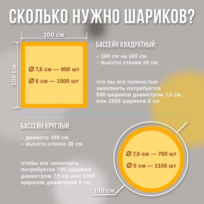 Набор шаров 150 шт, цвета: жёлтый, серый, белый, чёрный, прозрачный Набор шаров 150 шт, цвета: жёлтый, серый, белый, чёрный, прозрачный