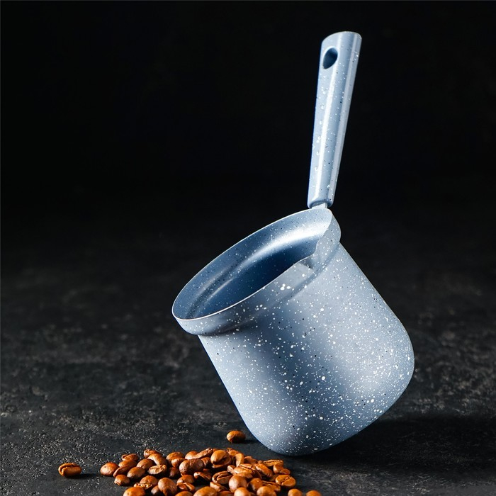 Турка Доляна «Мрамор грэй», 450 мл, d=9 см, 20×9×14 см, пластиковая ручка, антипригарное покрытие, индукция, цвет серый Турка Доляна «Мрамор грэй», 450 мл, d=9 см, 20×9×14 см, пластиковая ручка, антипригарное покрытие, индукция, цвет серый