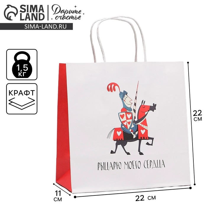 Пакет подарочный, упаковка, «Рыцарю», 22 х 22 х 11 см Пакет подарочный, упаковка, «Рыцарю», 22 х 22 х 11 см