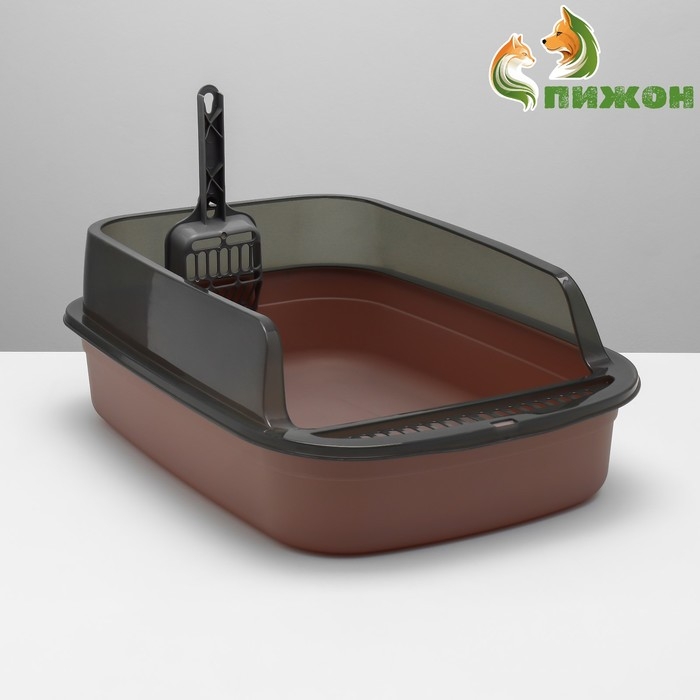 Туалет с прозрачными бортами с совком и фильтром, 50 х 34 х 18 см, коричневый Туалет с прозрачными бортами с совком и фильтром, 50 х 34 х 18 см, коричневый