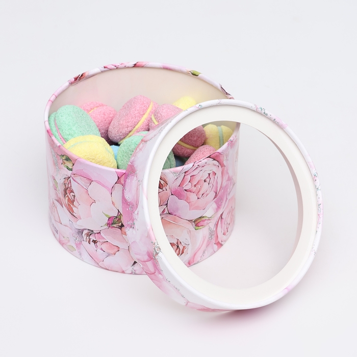 Коробка для макарун тубус с окном Коробка для макарун тубус с окном " Нежность" 16 х 16 х 9 см