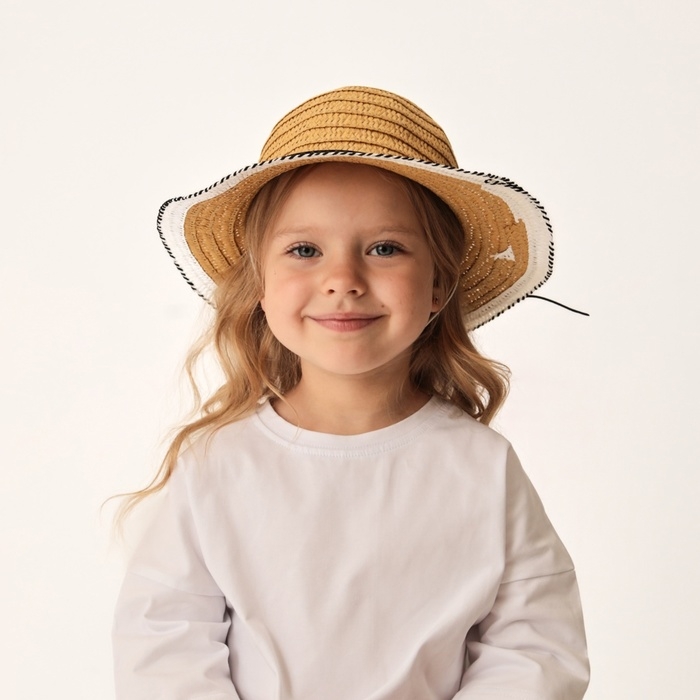 Шляпа для девочки MINAKU Шляпа для девочки MINAKU "Куколка", размер 50, цвет бежевый