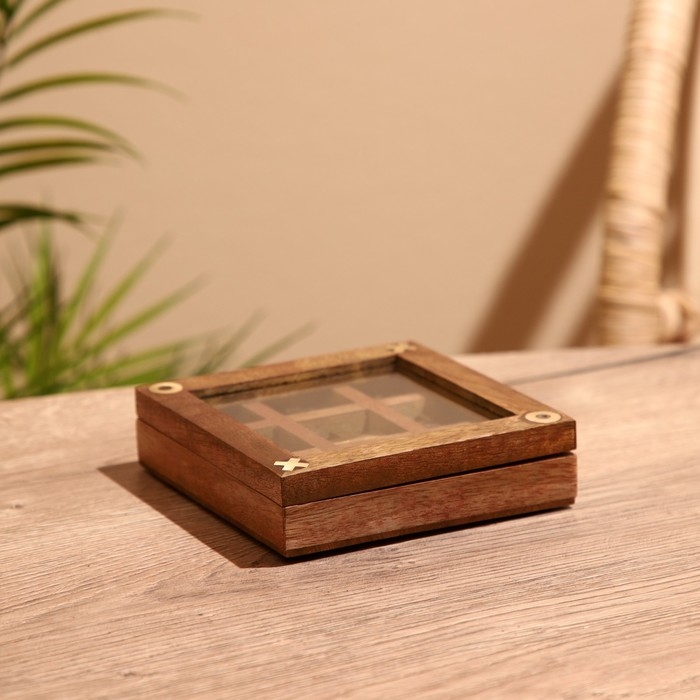 Игра настольная  Игра настольная "Крестики-нолики" 13х13 см, манговое дерево, латунь