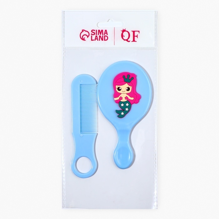 Набор с зеркалом и расчёской «Русалка», 12 × 6,1 см, цвет голубой Набор с зеркалом и расчёской «Русалка», 12 × 6,1 см, цвет голубой