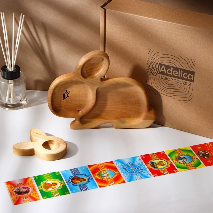Пасхальный набор Adelica, менажница, подставка под яйцо, термонаклейки на 7 яиц, 22×18 см Пасхальный набор Adelica, менажница, подставка под яйцо, термонаклейки на 7 яиц, 22×18 см