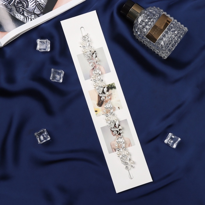 Аксессуар для волос  Аксессуар для волос "Джуди" лепестки завитки, 26 см, серебро