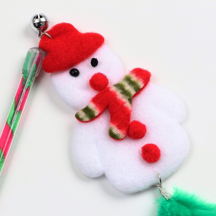 Новый год. Дразнилка для кошек с бубенчиком  Новый год. Дразнилка для кошек с бубенчиком "Новогодний снеговик", 30 см