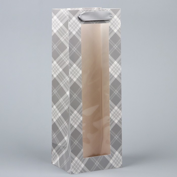 Пакет подарочный под бутылку, упаковка, «Клетка», 36 х 13 х 10 см Пакет подарочный под бутылку, упаковка, «Клетка», 36 х 13 х 10 см