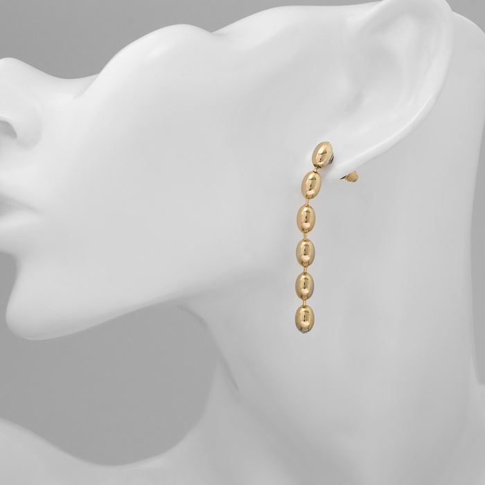 Серьги металл «Бусины» рис, цвет золото Серьги металл «Бусины» рис, цвет золото