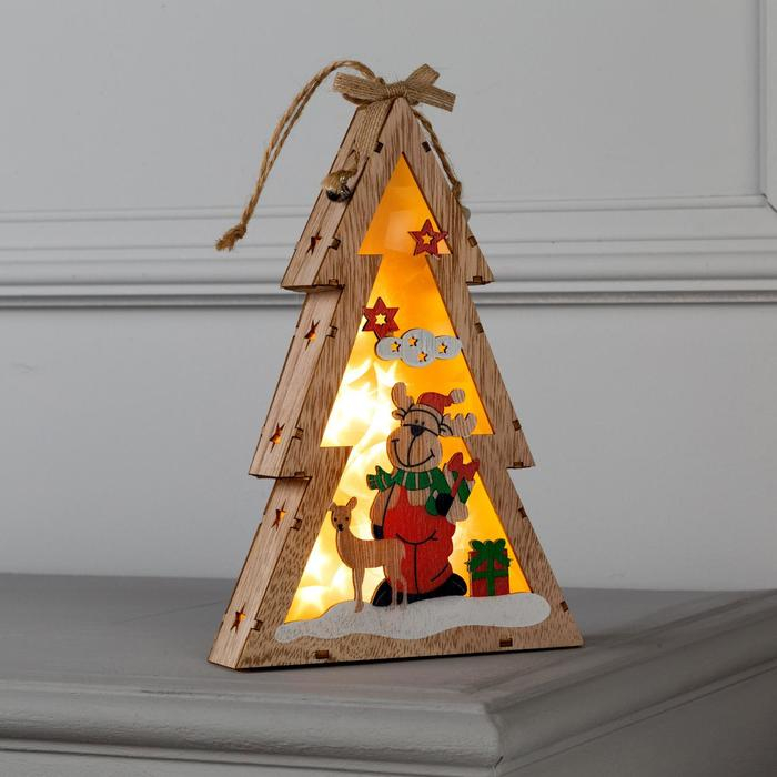 Светодиодная фигура «Ёлка с оленем» 14 × 22.5 × 4 см, дерево, батарейки АААх2 (не в комплекте), свечение тёплое белое Светодиодная фигура «Ёлка с оленем» 14 × 22.5 × 4 см, дерево, батарейки АААх2 (не в комплекте), свечение тёплое белое