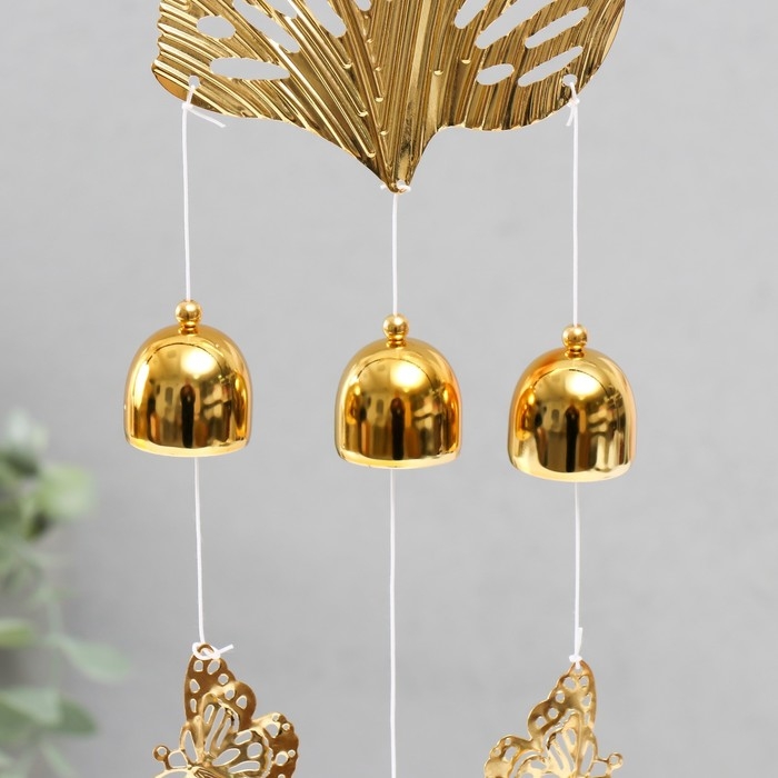 Музыка ветра металл, пластик Музыка ветра металл, пластик "Золотые листья и бабочки" 3 колокольчика 40,5х10х2,8 см