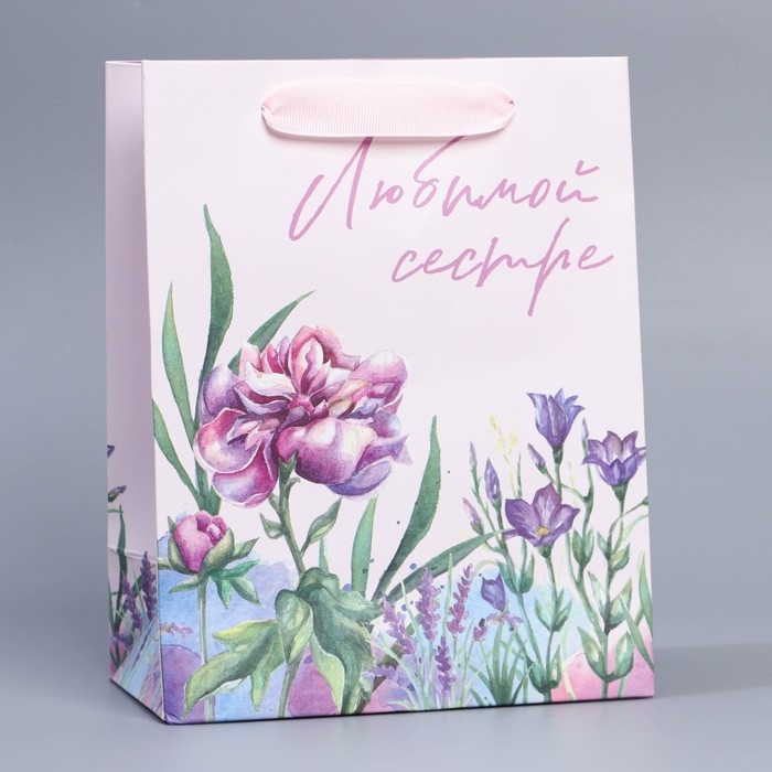 Пакет подарочный ламинированный вертикальный, упаковка, «Любимой сестре», MS 18 х 23 х 10 см Пакет подарочный ламинированный вертикальный, упаковка, «Любимой сестре», MS 18 х 23 х 10 см