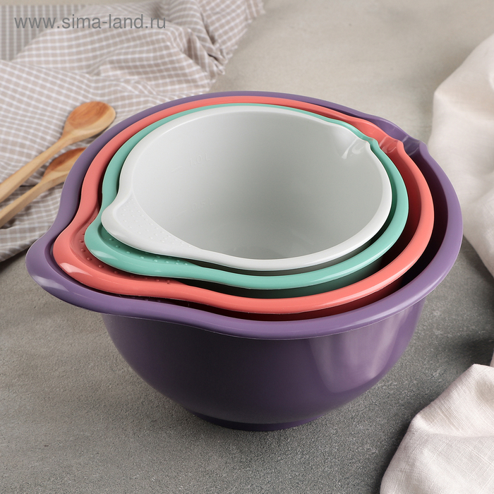 Набор ёмкостей для миксера, 4 шт: 1.4, 1.9, 2.6, 3.6 л, цвет МИКС Набор ёмкостей для миксера, 4 шт: 1.4, 1.9, 2.6, 3.6 л, цвет МИКС