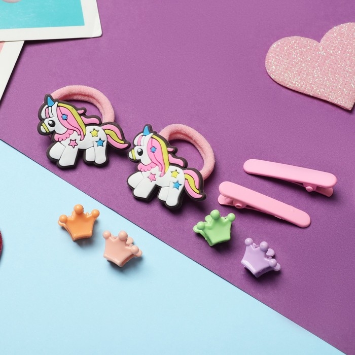 Набор для волос Набор для волос "Крошечка" (2 резинки, 2 зажима, 4 крабика) единорожка звезда