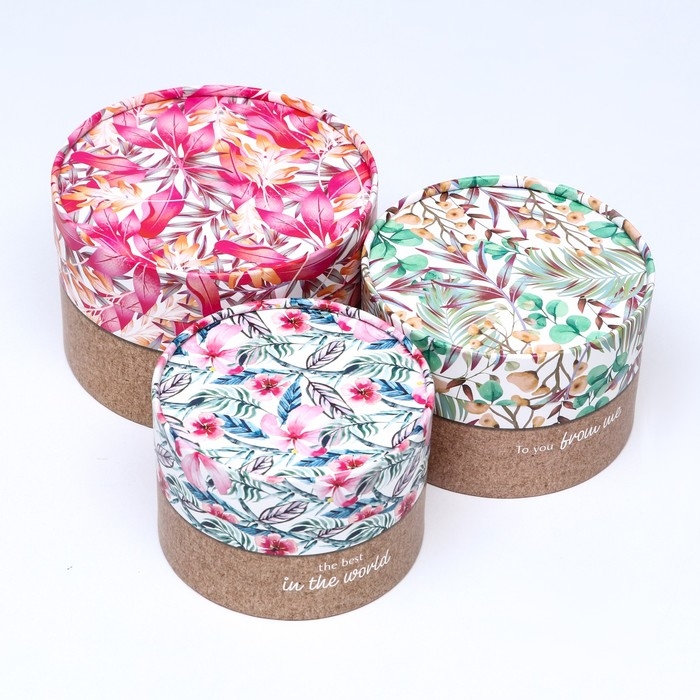 Набор шляпных коробок 3 в 1,"Легкость полёта",16 х 10,14 х 9,13 х 8,5 см