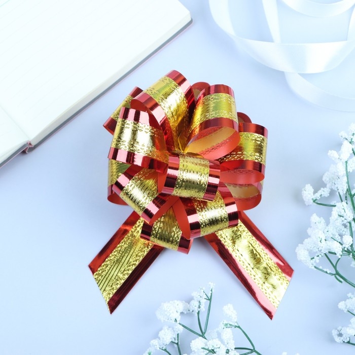 Бант-шар №3,2 золотой в красном Бант-шар №3,2 золотой в красном