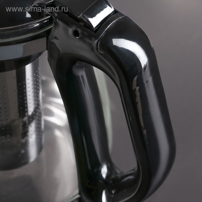 Чайник стеклянный заварочный «Иллюзия», 1,5 л, с металлическим ситом, цвет чёрный Чайник стеклянный заварочный «Иллюзия», 1,5 л, с металлическим ситом, цвет чёрный