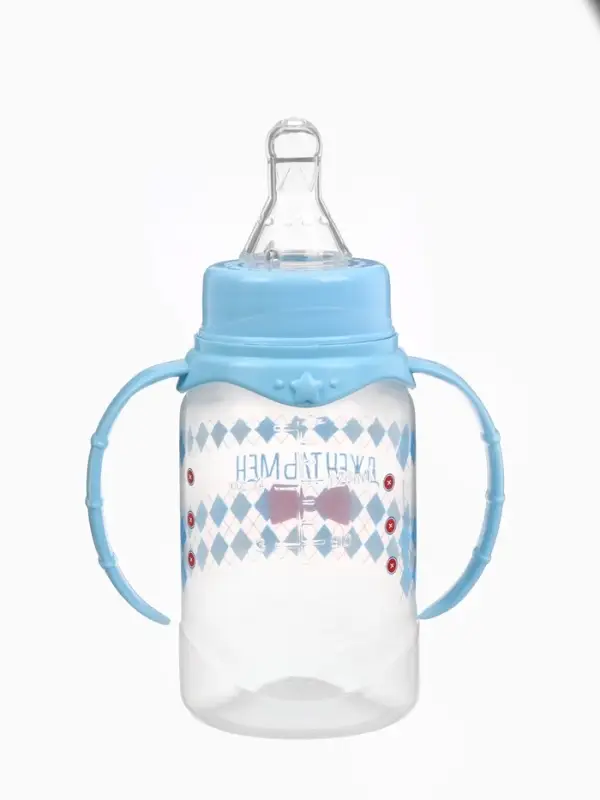 Бутылочка для кормления M&B &laquo;Маленький джентльмен&raquo; детская классическая, с ручками, 150 мл, от 0 мес., голубой