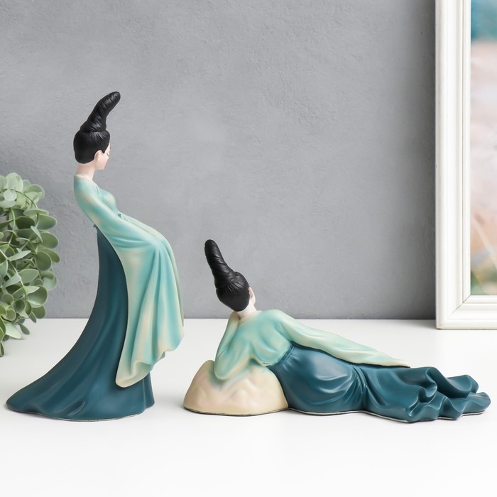 Сувенир полистоун  Сувенир полистоун "Китайские красавицы" набор 2 шт 13,5х25х10 26х16х9,5 см