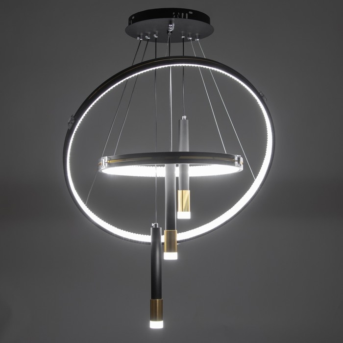 Люстра Люстра "Круги нео" 2+3LED 140Вт 3 режима черный 60х60х4-85 см