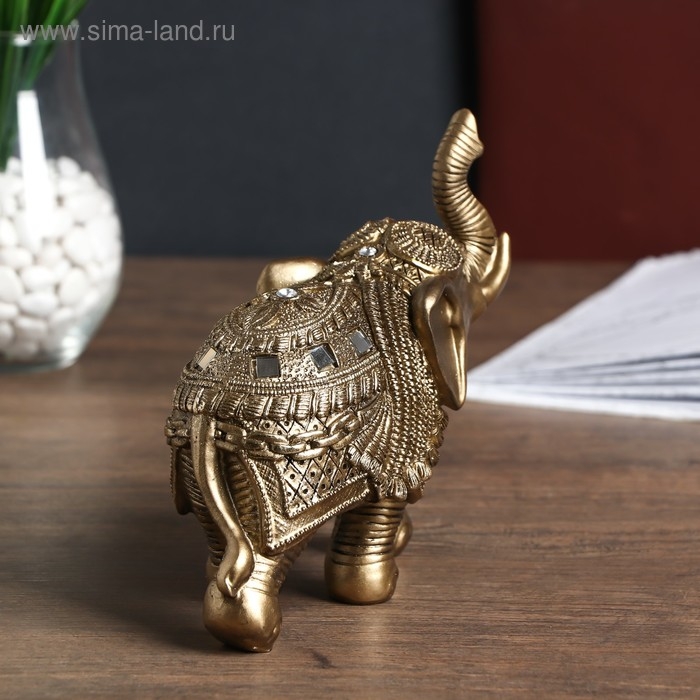 Сувенир полистоун Сувенир полистоун "Бронзовый слон в попоне с кисточками и зеркалами" 16х8,5х20 см