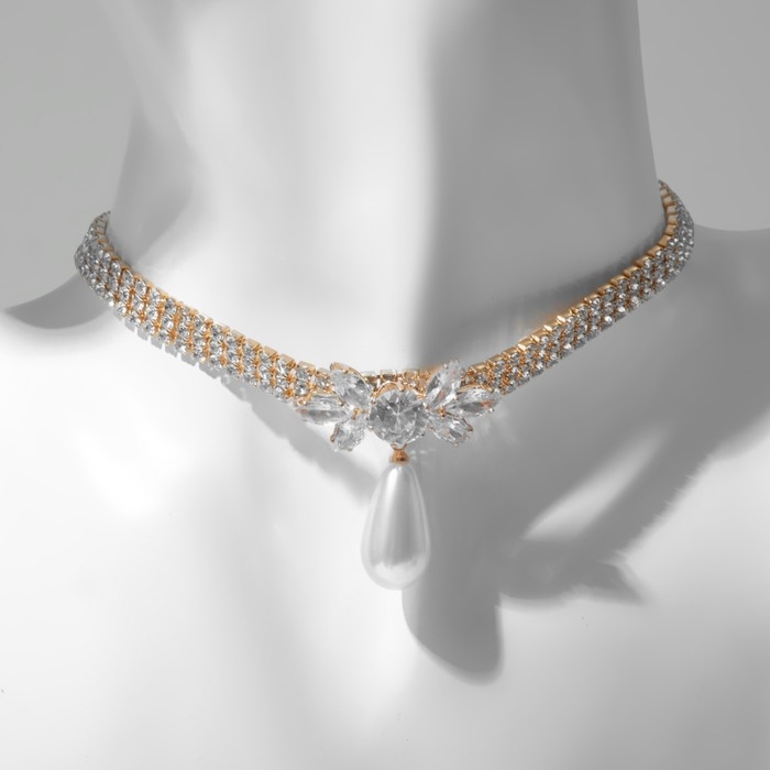 Чокер «Лёд» с жемчугом, цвет белый в золоте, 30 см Чокер «Лёд» с жемчугом, цвет белый в золоте, 30 см