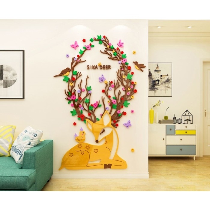 Наклейки интерьерные Наклейки интерьерные "Олененок", детские, декор на стену, панно 120 х 82 см