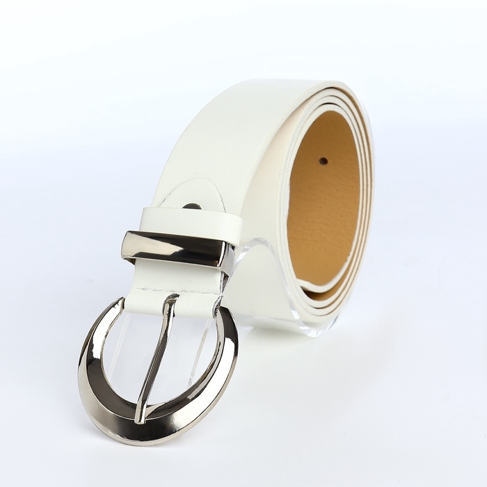 Ремень женский, ширина 3,3 см, винт, пряжка металл, цвет белый Ремень женский, ширина 3,3 см, винт, пряжка металл, цвет белый