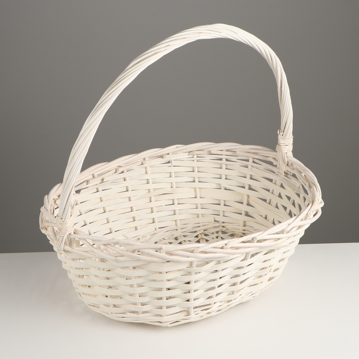 Набор корзин плетеных, 47х39х17/43, 40х32х15/38, 33х25х13/33 см, 3 шт, белый, ива Набор корзин плетеных, 47х39х17/43, 40х32х15/38, 33х25х13/33 см, 3 шт, белый, ива