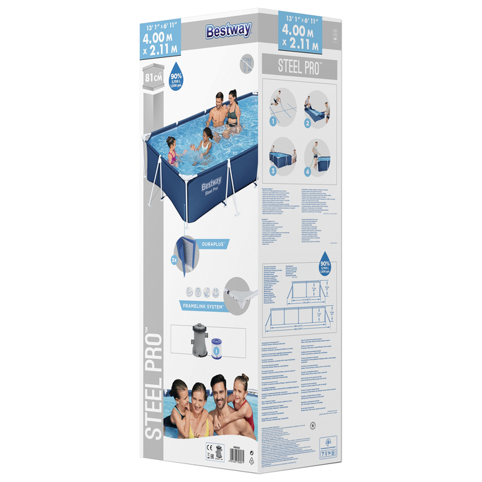 Бассейн каркасный Steel Pro, 400 х 211 х 81 см, фильтр-насос, 56424 Bestway Бассейн каркасный Steel Pro, 400 х 211 х 81 см, фильтр-насос, 56424 Bestway
