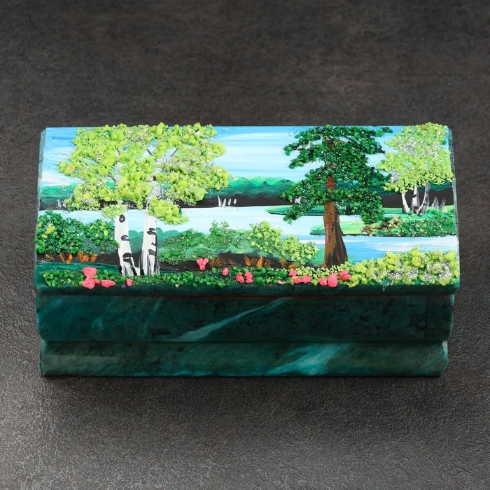 Ларец Ларец "Лето" 15х7х5,5 см, каменная крошка, змеевик