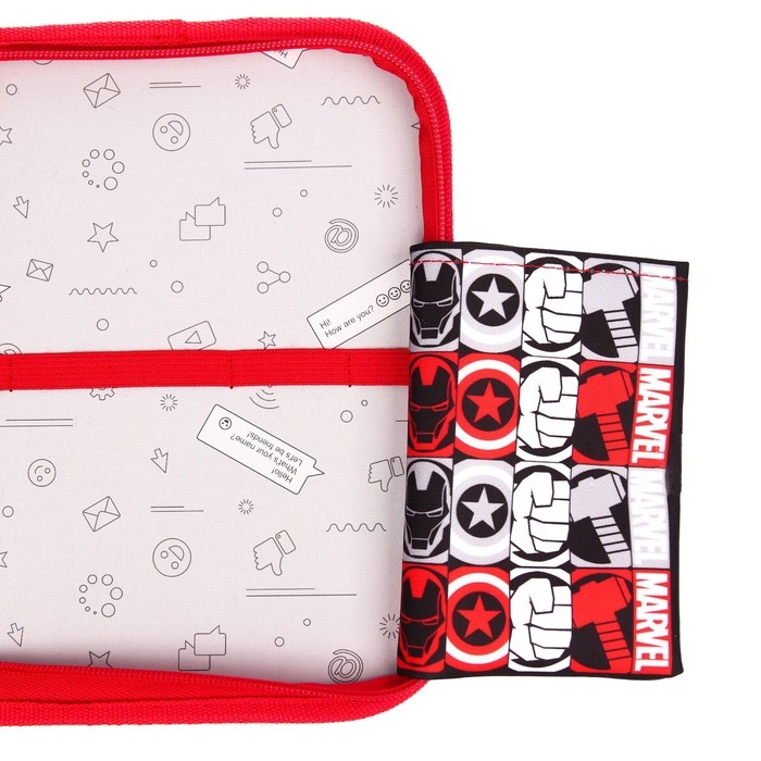 Пенал каркасный, 1 секция, 140х210х40 мм, откидной карман, тканевый, Мстители Пенал каркасный, 1 секция, 140х210х40 мм, откидной карман, тканевый, Мстители