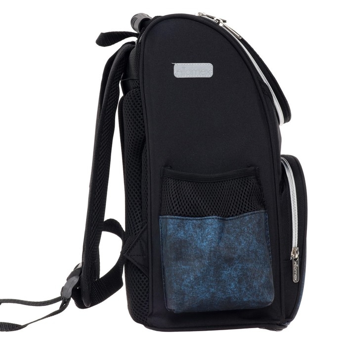 Ранец школьный Стандарт, 34 х 27 х 20 см, Attomex Lite Street Race, чёрный, синий Ранец школьный Стандарт, 34 х 27 х 20 см, Attomex Lite Street Race, чёрный, синий