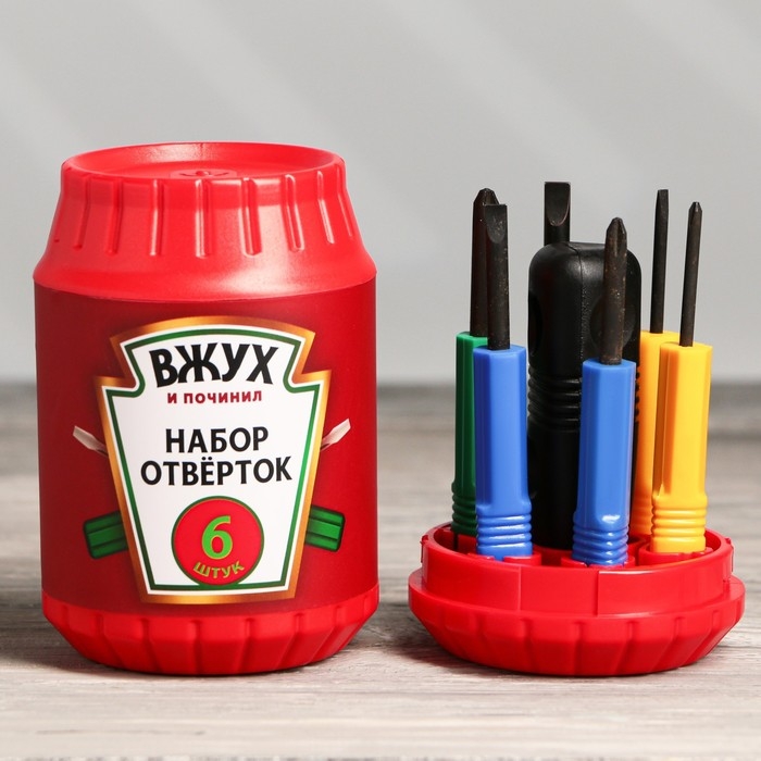 Подарочный набор инструментов в банке «Вжух», 6 предметов Подарочный набор инструментов в банке «Вжух», 6 предметов
