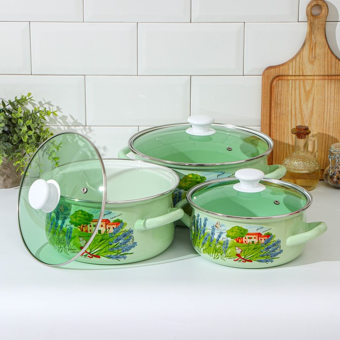 Набор кастрюль «Тоскана», 3 предмета: 2 л, 3 л, 4 л, крышки, индукция Набор кастрюль «Тоскана», 3 предмета: 2 л, 3 л, 4 л, крышки, индукция